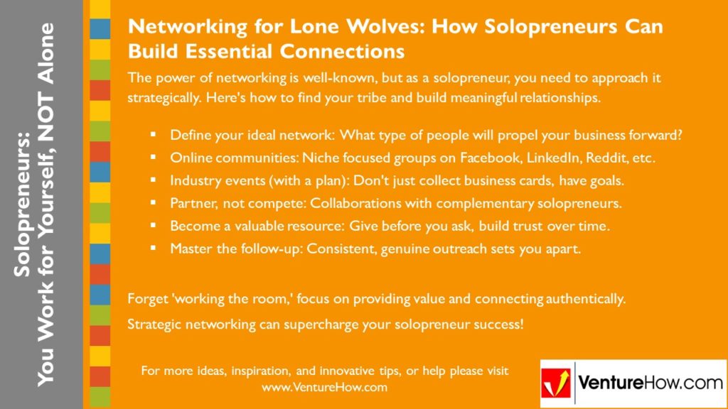 Solopreneurs: You Work For Yourself, Not Alone. Networking for Lone Wolves: How Solopreneurs Can Build Essential Connections