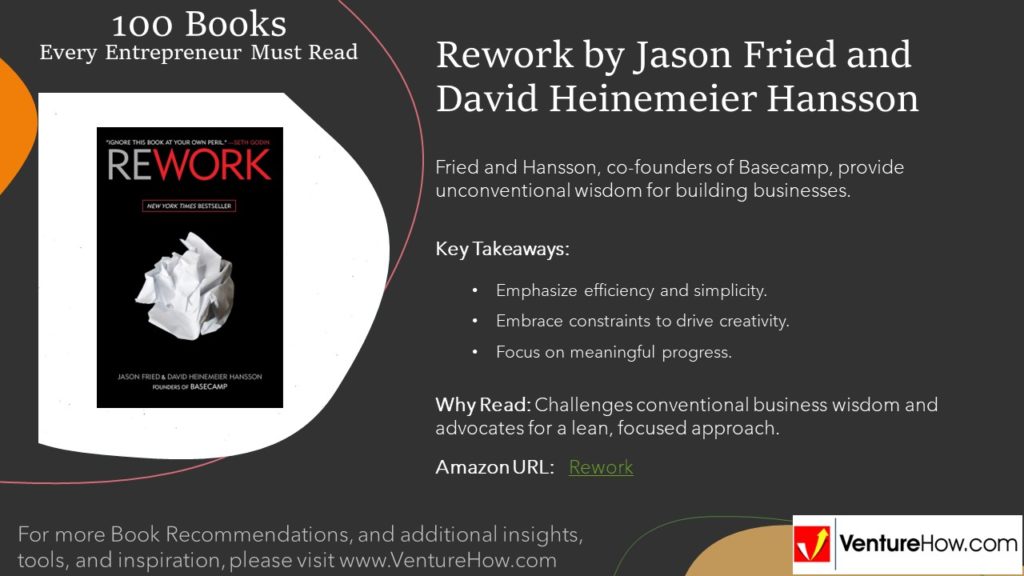 Rework by Jason Fried and David Heinemeier Hansson