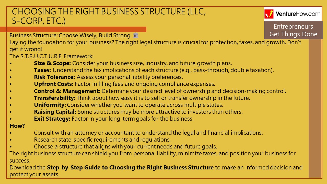 Choosing The Right Business Structure Choosing The Right Business Structure