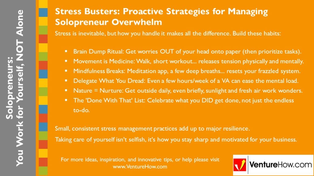 Solopreneurs: You Work For Yourself, Not Alone. Stress Busters: Proactive Strategies for Managing Solopreneur Overwhelm
