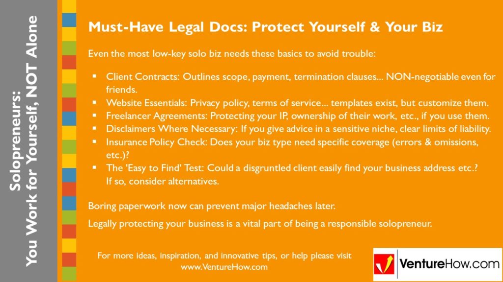 Solopreneurs: You Work For Yourself, Not Alone. Must-Have Legal Docs: Protect Yourself & Your Biz