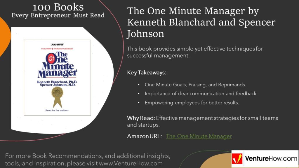 The One Minute Manager by Kenneth Blanchard and Spencer Johnson