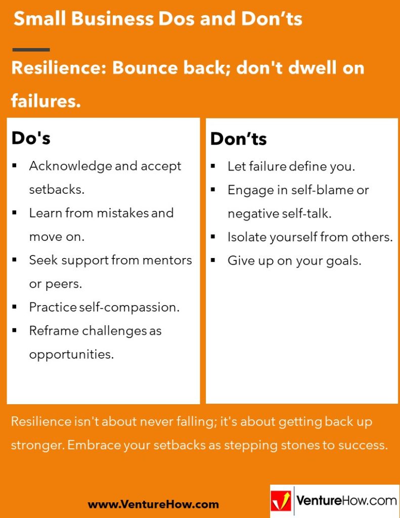 Resilience: Bounce back; don't dwell on failures.