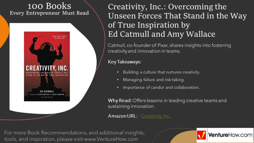 Creativity, Inc.: Overcoming the Unseen Forces That Stand in the Way of True Inspiration by Ed Catmull and Amy Wallace